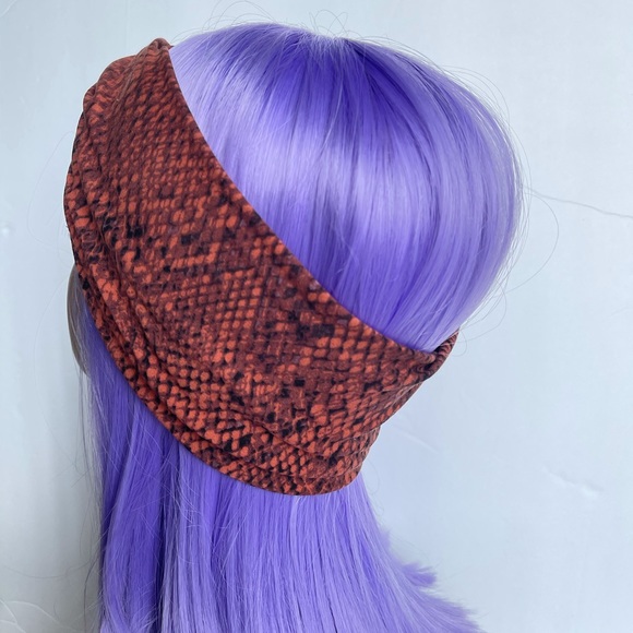 Orange & Black Snake Print Turban Headband - Picture 4 of 5